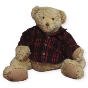 Vtg Eddie Bauer Teddy Bear Flannel Jointed Limited Edition Plush 3976 Of 17000
